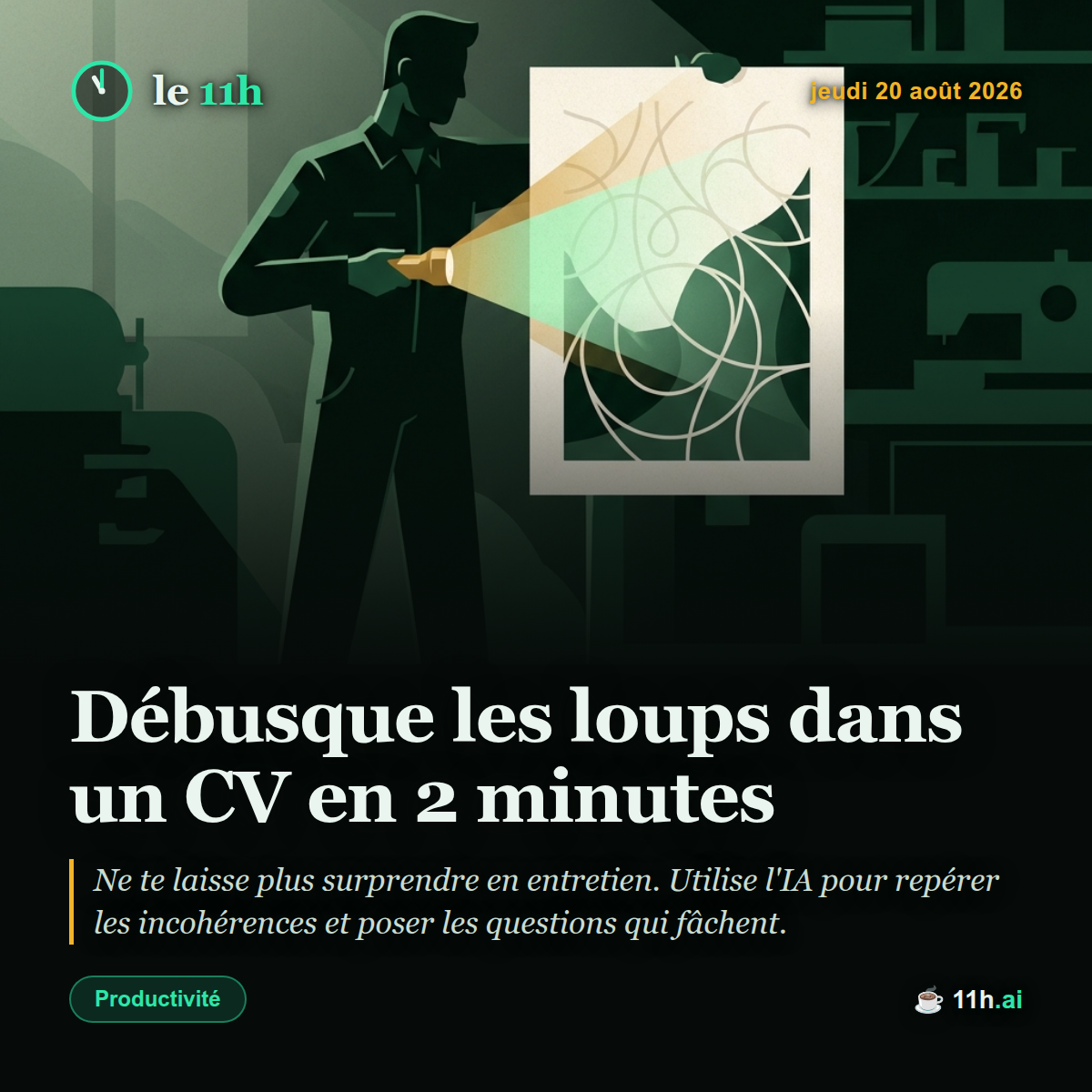 Débusque les loups dans un CV en 2 minutes — le 11h du jeudi 20 août 2026