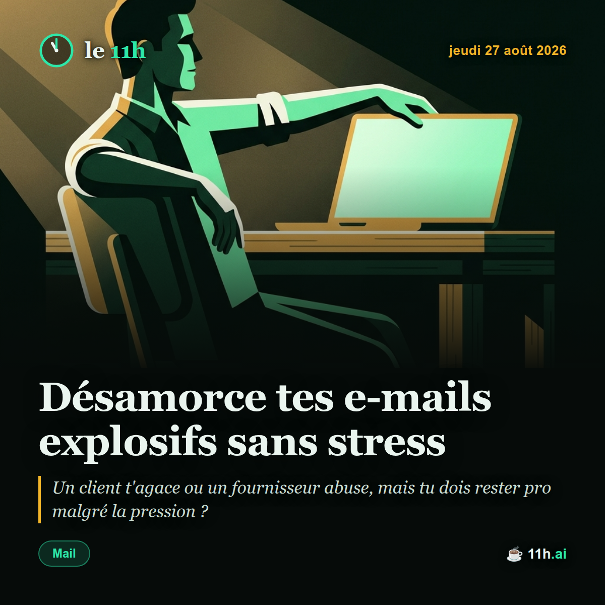 Désamorce tes e-mails explosifs sans stress — le 11h du jeudi 27 août 2026