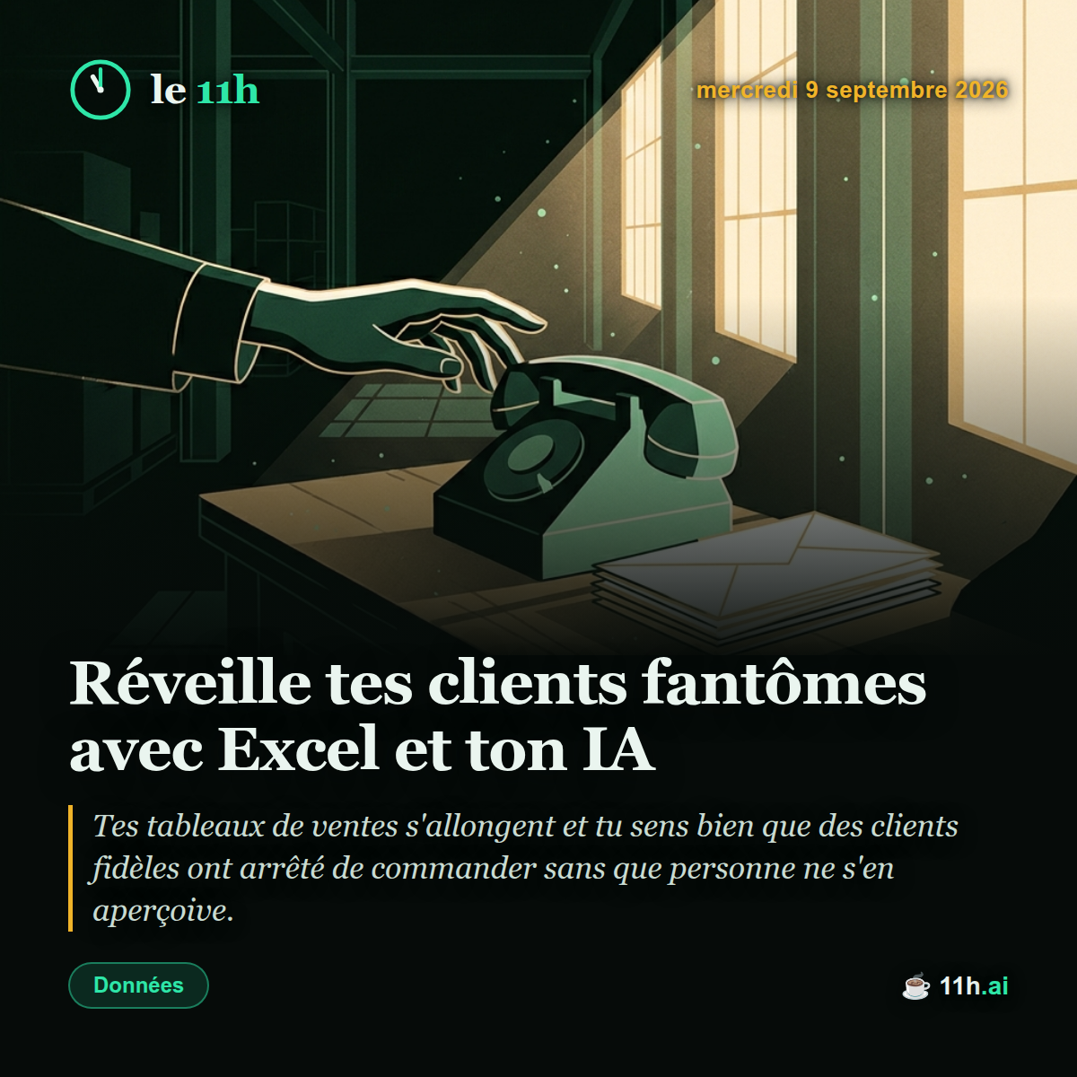 Réveille tes clients fantômes avec Excel et ton IA — le 11h du mercredi 9 septembre 2026