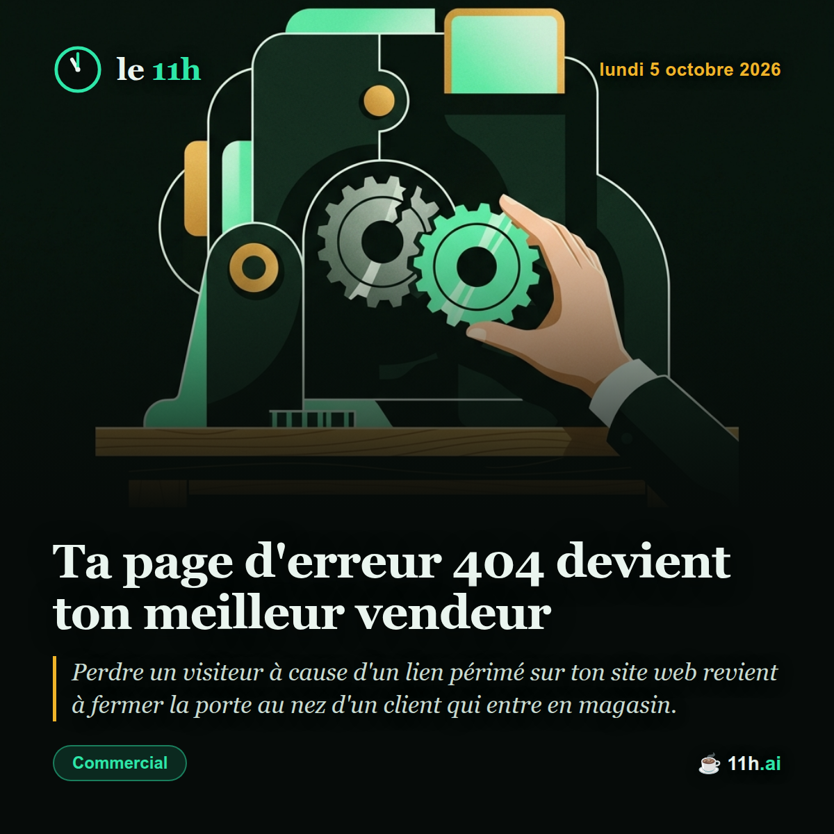 Ta page d'erreur 404 devient ton meilleur vendeur — le 11h du lundi 5 octobre 2026